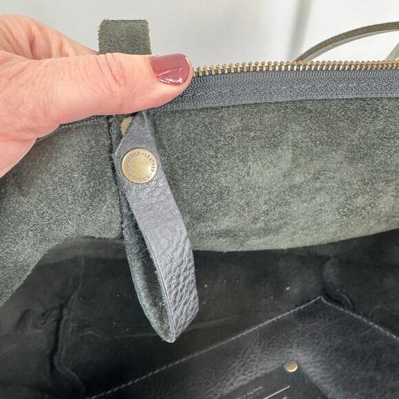 Portland Leather Goods Large Tote Bag Black Pebbled Leather Zipper Top Travel - Picture 9 of 9